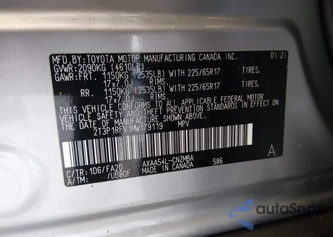 2021 Toyota Rav4 Xle/Xle Premium из США, поврежденный, VIN 2T3P1RFV1MWR17911